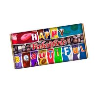Happy Valentine Beautiful Chocolate Bar Wrapper Novelty Gift Present For Wife Husband Lover Partner On Valentines Birthday Xmas CH-9754 (without chocolate bar (wrapper only))