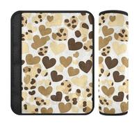 Happy Valentine Cartoon Brown Leopard Heart 2 Pack Seatbelt Cushion Release Stress to Your Neck and Shoulders for Airplane forro para cinturon de seguridad