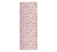 Happy Valentine Cartoon Cartoon Turtle Pink yoga travel mat for home gym printed, non slip, towel for yoga mat with bag for carrying tapete para ejercicio 71x26 inches