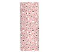 Happy Valentine Cartoon Heart Cartoon Dog Pink yoga travel mat for women printed, non slip, non slip yoga mat towel with carrying bag tapete para ejercicio 71x26 inches
