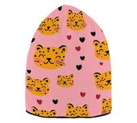 Happy Valentine Cartoon Leopard Fun Skull for Men Knitted Hats for Women Windproof Hiking Halloween Fall Decor