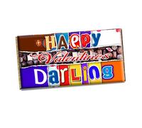 Happy Valentine Darling Novelty Chocolate Bar Wrapper Label for Valentines, Birthday, Anniversary Xmas, Gift Present #750 (with chocolate bar)