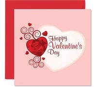 Happy Valentine Day Card for Her Him - Cute Love Heart Romantic Valentine's Card for Girlfriend Boyfriend Husband Wife Partner Fiance Fiancee, I Love You Valentines Card, 145mm Greeting Cards