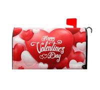 Happy Valentine Mailbox Covers Magnetic Large Size 25.5x21 Inch Red and Pink Love Heart Post Letter Box Wrap Sweet Valentines Day Dust-Proof Letterbox Cover for Home Outdoor Garden Decorations