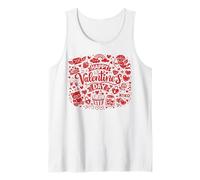 Happy Valentine’s Day Doodle Collage Cute Love Icons Art Tank Top