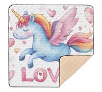 Happy Valentine Unicorn Love Soft Padded Baby Gym & Activity Mat for Floor Washable Foldable Padded Play Mat for Baby Toddler Infant, 50'' x 50''alfombrillas para Bebes jugar