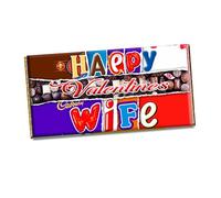Happy Valentine Wife Novelty Chocolate Bar Wrapper Label for Valentines, Birthday, Anniversary Xmas, Gift Present #729 (with chocolate bar)