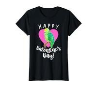 Happy Valentine's Day Amazon Parrot Watercolor Value Graphic T-Shirt, Women, Black, L