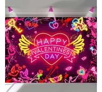 Happy Valentine's Day Backdrop Neon Red Graffiti Paint Heart Valentines Day Photography Backdrop Glitter Valentines Theme Romantic Lover Couple Party Decorations Background (8X6FT(94 x 70 inch))