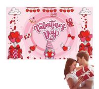 Happy Valentine's Day Backdrop - Waterproof Polyester Fabric, Large Pink Hanging Dimensions, Lightweight Romantic Photo Presentation, Reusable Celebration Wall Decoration Concept | For Party Ev