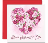 Happy Valentines Day Card for Him Her - Floral Love Heart Romantic Valentine Card for Boyfriend Girlfriend Wife Husband Partner Fiance, I Love You Valentine's Card, 145mm Greeting Cards