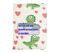 Happy Valentine's Day Cartoon Dino customize Leather Passport Holder Cover Travel Documents Organizer Protector Document Organizer Holder Accessories Waterproof, Happy Valentine's Day cartoon dino,