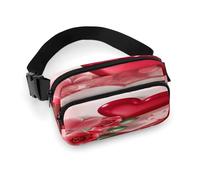 Happy Valentine's Day Fanny Pack Belt Bag with Adjustable Strap Fashion Waist Bag for Outdoor Sports Hiking, white, 20x13cm, Full Printed Waist Bag
