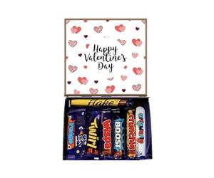 Happy Valentines Day Gift Sweet Box Hamper - 8 Full Size Bars Chocolates 14th February Present For Her/Him Movie Night Chocolate Lovers
