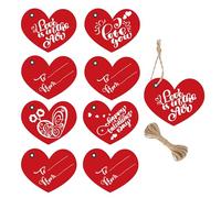 Happy Valentine's Day Gift Tags with String Sweet Themed Thank You Gift Tags 2 x 3.5 Inch - Valentine' Day Thank You Tag for Employee Wedding Party Party Favors 48 Pack (Red Heart)