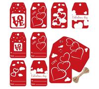 Happy Valentine's Day Gift Tags with String Sweet Themed Thank You Gift Tags 2 x 3.5 Inch - Valentine' Day Thank You Tag for Employee Wedding Party Party Favors 48 Pack (Red Rectangle)