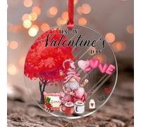 Happy Valentines Day Gnome Love Heart Window Pendant Swedish Tomte Nisse Elves Window Hangings Keepsake Home Decor Or Garden Decoration Custom Clear Round Acrylic Ornament Pendant Gift for Him Her