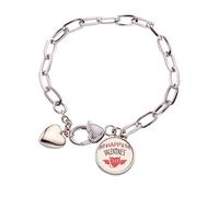Happy Valentine's Day Heart Devil Wings Heart Chain Bracelet Jewelry Charm Fashion