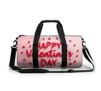 Happy Valentine's Day in Bold Red Letters Travel Gym Bag for Women Men Cylindrical Duffle Bag Sport Workout Bag with Shoulder Strap