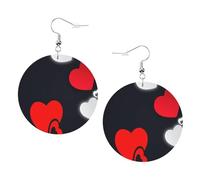 Happy Valentine'S Day Leather Round Earrings Daily Accessories Working At Work Women'S Fashion