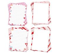 Happy Valentine's Day Letterhead Paper 48 Pcs Red Pink Love Heart Letter Writing Paper - Heart Valentines Day Paper Holiday Paper For Wedding Note Greeting Office Printing 8.5 x 11 Inch