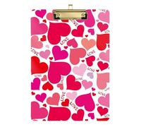 Happy Valentine's Day Love Heart Red Plastic Clipboard Nursing Clipboard Transparent Clipboard Invoice Clipboard for Nursing Student Office 12.5 * 9 in