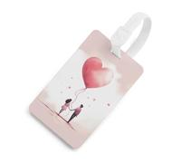 Happy Valentine's Day Luggage Tag Travel Essentials TPU Bag Tag Personalized Luggage Tags Holder Name Id Identifiers Card with Black Lanyard for Suitcase Backpack Toolbox, White, One Size, Luggage Tag