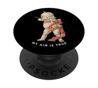 Happy Valentines Day MY AIM IS TRUE Cupid Arrow Cherub Angel PopSockets Adhesive PopGrip