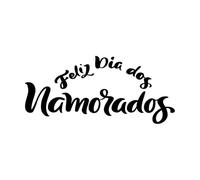 Happy Valentine's Day Portuguese Feliz Dia dos namorados Calligraphy Wall Stickers 30x66.1cm Self Adhesive Black