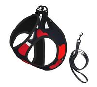 Happy Valentine'S Day Print Adjustable Harness Leash Set For Cats And Dogs, Soft Breathable Kitten Puppy Mesh Vest With Reflective Design, Escape-Proof Lead For Small Pets Walking Training