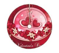 Happy Valentine'S Day Print Christmas Tree Skirt,Holiday Decoration,Suitable For Traditional Farmhouse Christmas Tree Mat