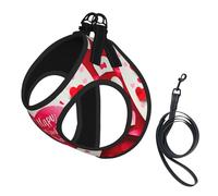 Happy Valentine'S Day Print Dog Harness Reflective Pet Vest Harness Puppy Harnesses Leash Set,For Walking Training