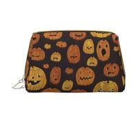Happy Valentine'S Day Print Leather Makeup Bag Small Travel Cosmetic Bag For Women,Cosmetic Organizer Makeup Pouch For Purse, Halloween Pumpkin1, One Size