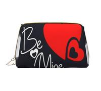 Happy Valentine's Day Print Leather Makeup Bag Travel Cosmetic Bag Cute Vanity Case Toiletry Bag Skincare Pouch