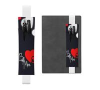 Happy Valentines Day Print Leather Pen Holder Elastic Band Pencil Case Bookmark for Notebooks Diaries Planners