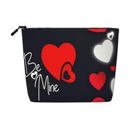 Happy Valentine's Day Print Single-Layer Cosmetic Pouch Fake Hemp Makeup Bag Coin Purse for Everyday Use Travel