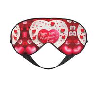 Happy Valentine's Day Print Sleep Eye Mask with Adjustable Strap Soft for Airplane Travel Relax Yoga Nap Meditation