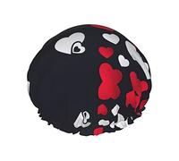 Happy Valentine'S Day Printed Double-Layer Shower Cap, Reusable Shower Cap, Suitable For Various Hair Lengths