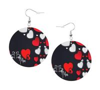 Happy Valentine'S Day Printed Round Earrings For Women, 1 Pair Lightweight Leather Pierced Earrings Set Trendy Jewelry Gifts For Women Girls