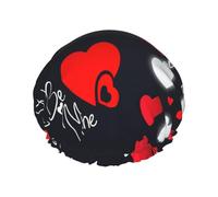 Happy Valentine'S Day Reusable Shower Cap,Double Layer Water Shower Non Wetting Hair Cap,Large Size For All Hair Lengths
