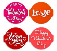 Happy Valentines Day (Set of 4 Stamps) Embosser Stamp for Fondant, Icing, Cupcake, Cake, Biscuits, Decoration