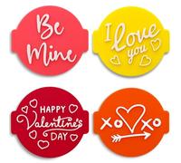 Happy Valentines Day (Set of 4 Stamps) Embosser Stamp for Fondant, Icing, Cupcake, Cake, Biscuits, Decoration