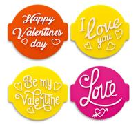 Happy Valentines Day (Set of 4 Stamps) Embosser Stamp for Fondant, Icing, Cupcake, Cake, Biscuits, Decoration