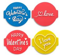 Happy Valentines Day (Set of 4 Stamps) Embosser Stamp for Fondant, Icing, Cupcake, Cake, Biscuits, Decoration