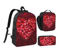 Happy Valentine's Day,Student Backpack,Lunch Bag,Pencil Case 3 Piece Set