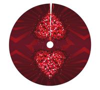 Happy Valentine'S Day Thick Christmas Tree Skirt With Flannel Backing,Polyester Water-Resistant Full Print Holiday Tree Collar For Christmas,Halloween,New Year Decorations