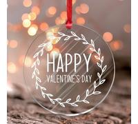 Happy Valentine's Day Wall Art Acrylic Panel Valentine Romantic Love Quote Round Ornament Keepsake Valentine's Gifts for Husband Wife Boyfriend Girlfriend Acrylic Christmas Bauble Gifts for Birthday