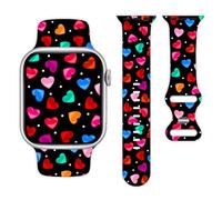 Happy Valentine's Day Watch Band Compatible with Apple Watch 38mm 40mm 41mm 42mm 44mm 45mm 49mm Silicone Wristbands Strap Replacement for Apple Watch SE Ultra iWatch Series 10/9/8/7/6/5/4/3/2/1 Women