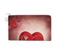 Happy Valentine's Day1 Canvas Coin Purse, Portable Zippered Change Pouch for Women, Small Wallet for Coins Keys Cards Lipstick