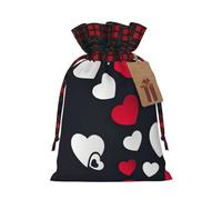 Happy Valentine'S Day2 Printing Color Matching Plaid Christmas Bag With Drawstring,4.7x6.9 In For Christmas Halloween